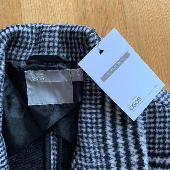 ASOS Design Petite Checked Pea Coat - Picture 5 of 10